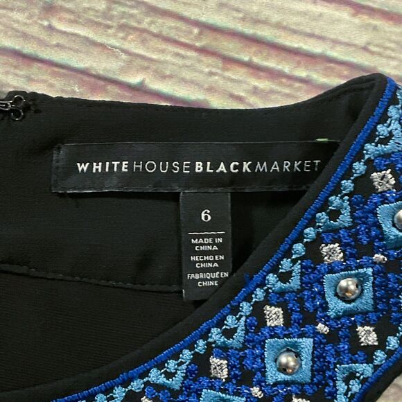 WHBM Womens Dress size 6 Black Blue Sheath Evening Formal Dinner Layered Chiffon - Picture 4 of 11